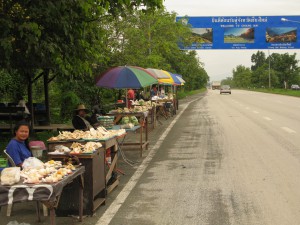 Er worden ook veel paddestoelen verkocht langs de weg